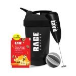 Rage Coffee Extra Strong Premium Blend Coffee Sachets – (Pack of 50) | Premium, Bold & Instant | Instant Coffee Sachets & Chicory- 100% Arabica Beans for Hot & Cold coffee Powder + Free Multi-purpose Shaker 400 ml & Frother