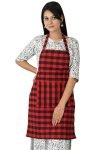 GLUN Waterproof Full Size Unisex Kitchen Checkered Apron with 2 Big Front Centre Pocket and Adjustable Neck Strap (RED-CHECKERED)
