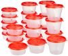 Amazon Brand – Solimo Nestable & Stackable Polypropylene Container Set, Round, Set of 24, Red