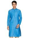 Manthan Men’s Kurta, Mandarin Collar Full Sleeves Ethnic Knee Length Kurta for Festival, Wedding, Party Cotton, (Blue – 10) (XL)