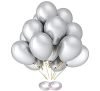 Amfin® 10 Inch (Pack Of 50) Silver Metallic Balloons For Birthday Decoration , Frozen Theme Party Decoration Items , Decoration For Weddings , Engagement , Baby Shower Decoration Items , 1St Birthday Party Decoration Items , Anniversary Party , Bachelors Party , Office Party , Diwali , New Year Party , Christmas Decoration Items