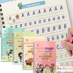 OBLETTER Kids Learning and Writing Magic Calligraphy, Number Tracing, Practice Copy Book Reusable Book for Preschoolers with 4 Book, 10 Refill, 2 Pen, 2 Grip