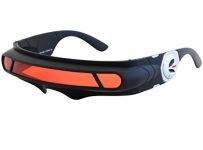 Futuristic Space Alien Costume Party Cyclops Shield Colored Mirror Mono Lens Wrap Sunglasses 147mm (Black Red)