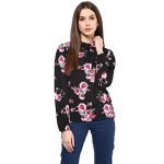 Harpa Women’s Floral Regular Blouse (GR3799_Black M)