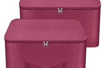 Storite 2 Pack Nylon Wardrobe Bag Underbed Moisture Proof Cloth Storage Organizer Saree Bags With Zippered Closure & Handle (Magenta, 37X35X23 Cm) Square