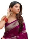 C J Enterprise Women’s Banarasi Saree Pure Kanjivaram Silk Saree Soft Design Wear Pattu Sarees Latest Cotton With Blouse Piece Kanchipuram for Wedding sadi new ladies 2023 (Pari122 Wine)