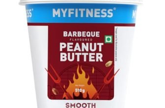 Myfitness Barbeque High Protein Spread & Dip | Smoky Smooth Peanut Butter 510G | 27G Protein | Healthy Nut Butter With A Savoury Twist | Vegan | Gluten & Cholesterol Free | Tasty Snacking Partner