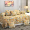 CHHILAKIYA 180 TC Diwan Set 8 Pcs | Pure Cotton | Designer Printed Diwan Set (1 Single Bedsheet, 2 Bolster Covers & 5 Cushion Covers) (Mustarad)