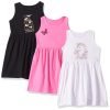 T2F Girl’s Cotton A-Line Knee-Length Casual Dress (GLS-DRZ-04_Blk+White+Pink_4-5 Years)