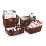 Cello Style Knit Basket Without Lid, Set Of 4, Brown,Plastic