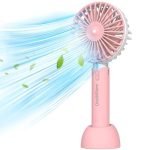 One94Store Portable USB Mini Hand Fan – 3 Speeds, 1200 mAh Rechargeable Battery – Ideal for Indoor, Outdoor, Home, Office, Kitchen, Makeup & Travel Use (Pink, X1)