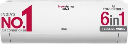 Lg Ai Convertible 6-In-1 Cooling 2024 Model 1.5 Ton 5 Star Split Inverter 4 Way Swing, Hd Filter With Anti-Virus Protection Ac With Viraat Mode & Adc Sensor Ac – White(Ts-Q19Ynze, Copper Condenser)