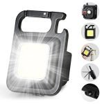Dotcom LED Mini COB Keychain and magentic Flashlight Portable USB Rechargeable Light 3 Light Modes with Folding Bracket,for Walking Camping（Square）
