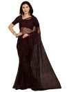 Fashion Basket Women’s Net Purple Printed Saree