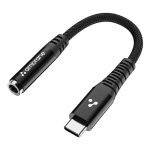 Ambrane Type C To 3.5 Mm Audio Jack Connector, Headphones Jack Converter For Samsung, Oneplus, Ipod And Other Devices (Acxs-1, Black)