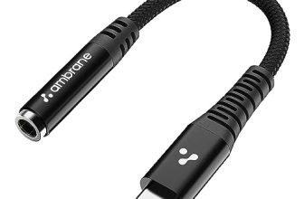 Ambrane Type C To 3.5 Mm Audio Jack Connector, Headphones Jack Converter For Samsung, Oneplus, Ipod And Other Devices (Acxs-1, Black)