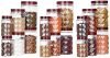 Amazon Brand – Solimo Plastic Pet Storage Jar and Container, Set of 18 (6 pcs x 300 ml, 6 pcs x 600 ml, 6 pcs x 1.2 ltrs Each), Red Wine | Air Tight | Kitchen Organiser | BPA Free | Stackable