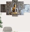SAF Set of 5 buddha UV textured modern art Religious theme Wall Painting 30 inch x 18 inch SAPNLS32239