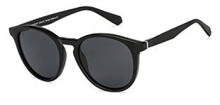 VINCENT CHASE EYEWEAR By Lenskart | Full Rim Round Branded Latest And Stylish Sunglasses | Polarization And 100% Uv Protected | Men & Women | Large | Vc S13972 (Color:-Black/Lens Grey)-Pack Of 1