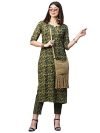 ANNI DESIGNER Women’s Cotton Blend Printed Straight Kurta with Pant (Mangla Green-Nw_M_Green_Medium)