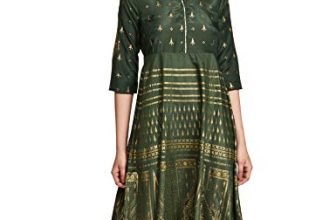 W For Woman Synthetic A-Line Dress (20Fea11345-501396_Green_Medium)