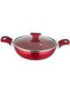 Hometales Premium Non-Stick Kadai With Lid (2600Ml), 3Mm Thick, Metalic Red