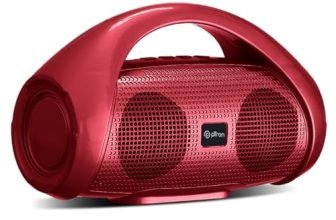 Ptron Newly Launched Fusion Go 10W Portable Bluetooth Speaker With 6Hrs Playtime, Immersive Sound, Auto-Tws Function, Supports Bt/Usb/Sd Card/Aux Playback & Lightweight (Red)