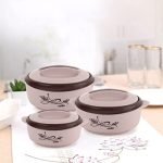 Cello Sapphire | Insulated Inner Steel Casserole | Set Of 3 (1500, 1000, 500) | Bpa Free | Food Grade | Serving, Brown