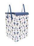 PrettyKrafts 75L Folding Laundry Basket, Large Laundry Hamper With Lid & Handles, Collapsible Freestanding Clothes Hamper, Storage Basket for Bedroom, Bathroom, Dorm, (Mushroom Print,White)