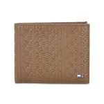 Tommy Hilfiger Erik Leather Passcase Wallet For Men – Tan, 12 Card Slots
