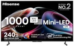 Hisense 215 cm (85 inches) 4K Ultra HD Smart Mini LED QLED TV 85U7K (Black)