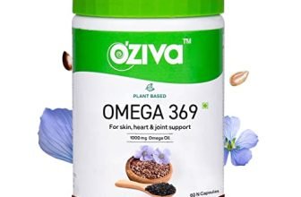 Oziva Plant Based Omega 3 6 9 Multivitamin Supplement For Men & Women (1000 Mg Vegan Omega Oil Concentrate With Flaxseed & Blackseed Oil) Fatty Acids (Omega 3 6 9, 60 Capsules)