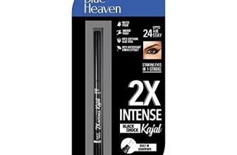 Blue Heaven 2X Intense Kajal, Black Shock | With Soothing Aloe Vera | Upto 24Hr Stay | Long Lasting & Smudge Proof , Black Matte Finish, 0.30Gm