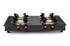 GREENCHEF Elon Glass cook top 4 Burner Gas stove,Black Body (Manual Ignition)