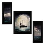 Indianara Set of 3 Gautam Buddha Framed Painting (3490GBNNa) without glass 6 X 13, 10.2 X 13, 6 X 13 INCH (Style 4)