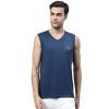 VIMAL JONNEY Regular Fit Dryfit Lycra Solid Blue Gym Vest for Men-Dryfit_V_SL_Blue_01-XL