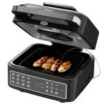 Lifelong Digital Air Fryer for Home with Smart Thermometer, 7 Litre with 12 Pre-Set Menus – 1400W, Electric Airfryer with Dehydration & Barbeque Functions Uses Up to 90% Less Oil,(Indoor Grill, Black)