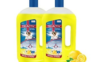 Tri-Activ Double Strong Disinfectant Floor Cleaner | Half Cap Only | 10X Cleaning With 99.9% Germ Kill | Citrus Fragrance – Pack Of 2 (1000Ml X 2 Units)