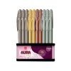 Cello Aura Shine Ball Pen | Blue Ink | Set Of 50 Ball Pens | Long Needle Tip And Metallic Body | Best For Students And Professionals| For School And Office Use