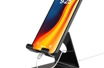 Amazon Basics Desktop Mobile Stand/Phone Mount | Tabletop Holder for Phones and Tablets (Black)