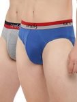 One8 By Virat Kohli Men’S Pure Cotton Modern Regular Briefs (Pack Of 2) (713_2Pc_Grey/Royalblue_M)