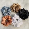 Crafty Glam Premium Satin Scrunchies for Women Pack of 5 Luxury Hair Scrunchies for Women and Girls Elegant Ponytail Holders Hair Band for Women in Solid Colors for Stylish Hairdos