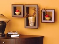 Home Sparkle Set of 3 Wall Shelves/Frames Engineered Wood (Brown)