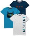 HELLCAT Boys Round Neck Printed Blended Cotton Tshirt -Combo Pack of 3 – Grey / 3-4 Years