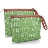 Heart Home Toiletry Pouch|Warli Print Travel Cosmetic Pouch|Canvas Waterproof Makeup Pouch with Handle|Pack of 2 (Green)