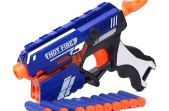 Nhr Blaze Storm Hot Fire Soft Bullet Gun Toy With 10 Safe Soft Foam Bullets, Fun Target Shooting Battle Fight Game For Kids Boys, Gun For Kid (Blaze Storm- Hot Fire) Blue