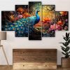 SAF Peacock Paintings for Wall Decoration – Set Of Five, 3d Scenery Vastu Painting for Living Room Large Size with Frames for Home Decoration, Hotel, Office 76.2 cm x 45 cm SANFPNLS35471