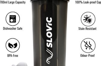 SLOVIC Leak-Proof Gym Shaker | Protein Shaker with Typhoon Blender | BPA-Free 700 ml Shaker(Pack of 1, Black, Plastic)