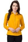 FUNDAY FASHION Solid Casual Full Sleeve Rayon Women’s Shirt (X-Large, Yellow)