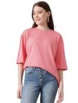 KOTTY Women’s Cotton Blend Solid Oversized T-Shirts